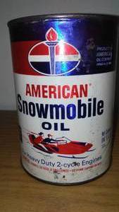 lot 111 image: American snowmobile oil court can- empty, standard.