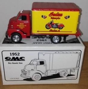 lot 149 image: Indian motorcycle box truck GMC 1952.