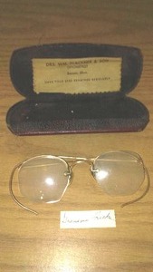 lot 267 image: Vintage Wire Rimmed Glasses, Bifocal and Case