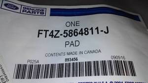 lot 386 image: Seat. PAD. ASSEMBLY - FRONT HEATING. Back Cushion. FT4Z 5864811 J