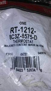 lot 456 image: RT1212 (8c3z8575d) Motorcraft Thermostat (Dual) Ford Diesel Trucks (old part # RT1192)