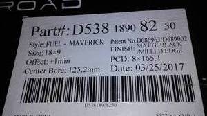 lot 102A image: 4 Fuel Maverick 18 x 9 Dodge Rims, Center Caps and Lug Nuts