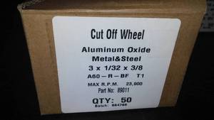 lot 145 image: Metal Cut Off Wheel. 3 in. X 38 Qty 50