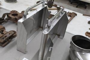 lot 423 image: Lot of (2) Stainless Steel Shelves with Towel Bar
