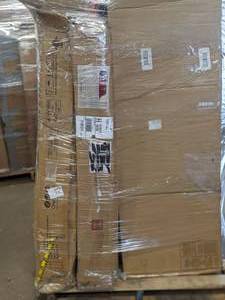 SPECIALS Pallet 597 Barn Door TV Stand, Desks, Kitchen Pantry, Pulsar Mower, Microwaves, and More