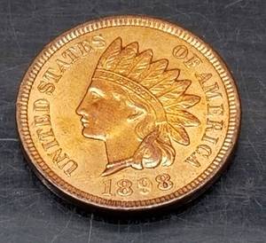 lot 04 image: 1898 INDIAN HEAD CENT BU-UNC RED