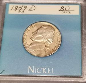 lot 20 image: 3 JEFFERSON NICKELS 1949-D UNC 1959 PROOF 1972-S PROOF