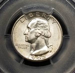 lot 22 image: 1943 WASHINGTON QUARTER MS65 PCGS