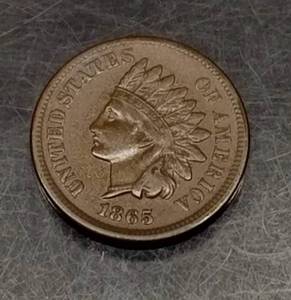 lot 55 image: 1865 FANCY 5 INDIAN HEAD CENT SHARP FULL LIBERTY