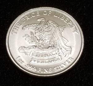 lot 57 image: 1 TROY OZ .999 FINE SILVER DONT TREAD ON ME ROUND