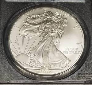 lot 66 image: 2012-S AMERICAN SILVER EAGLE MS70 PCGS FIRST STRIKE