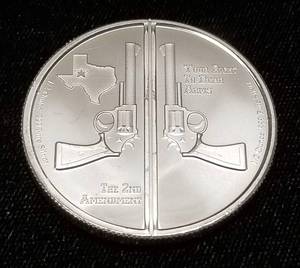 lot 72 image: 1 TROY OZ .999 FINE SILVER 2nd AMENDMENT GUNS UP 2 X 12oz CRACKER