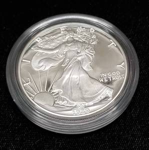 lot 28-A image: 1989 PROOF AMERICAN SILVER EAGLE IN ORIGINAL PACKAGING