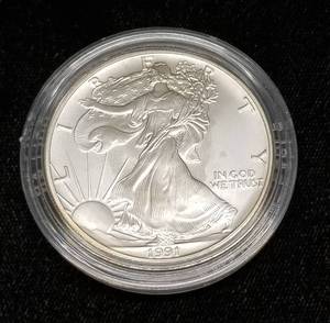 lot 30-A image: 1991 AMERICAN SILVER EAGLE IN ORIGINAL PACKAGING