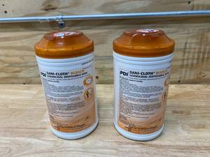 lot 112 image: SANI-CLOTH Lot of 2-  Bleach Surface Disinfectant Cleaner Wipe 65 Count Canisters