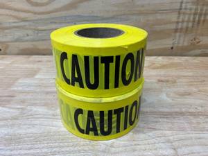 lot 40 image: EMPIRE Lot of 2-  Level 71-1001 Empire Barricade Tape, 1000 Ft L, 3 In W, Plastic Backing, Yellow