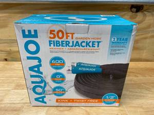 lot 48 image: AQUAJOE 12 in. Dia x 50 ft. Flexible Kink-Free Fiberjacket Garden Hose, Metal Fittings
