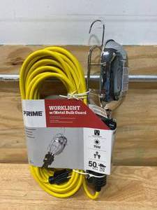 lot 94 image: PRIME TL010630 50 163 SJTW Yellow Work Light With Metal Guard