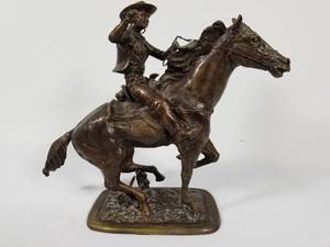 Vintage Bronze Horse and Cowboy