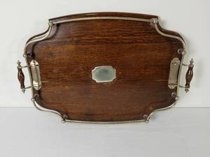 Vintage Silverplated Oak Tray