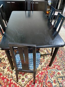 lot 114 image: Black Contemporary Style Dining Room Table & Six Chairs