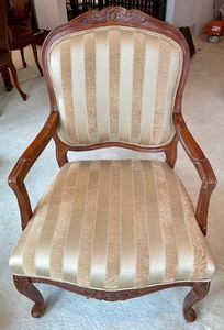 lot 105 image: Vintage Upholstered Wood Frame Arm Chair