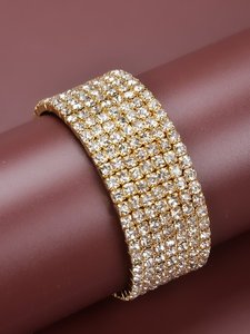 Rhinestone Decor Wide Cuff Bracelet