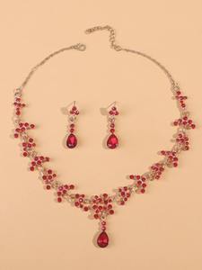 Rhinestone Decor Drop Earrings & Necklace