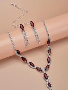 Gemstone Decor Necklace & Earrings