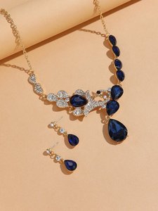 3pcs Rhinestone Decor Jewelry Set