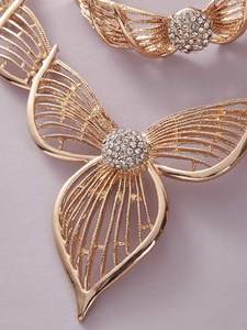 5pcs Rhinestone Decor Flower Design Jewelry Set