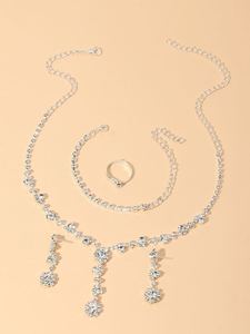 5pcs Rhinestone Floral Jewelry Set