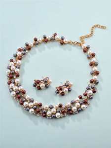 3pcs Faux Pearl Decor Jewelry Set