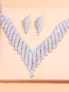3pcs Rhinestone Decor Jewelry Set