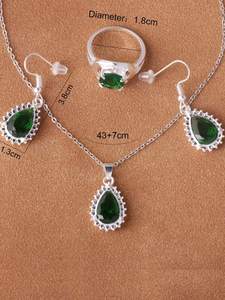 EMERY ROSE 4pcs Water-drop Pendant Jewelry Set