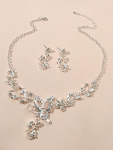 3pcs Rhinestone Decor Jewelry Set