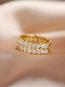 Zircon Leaf Design Ring