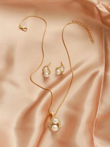 3pcs Faux Pearl Decor Jewelry Set
