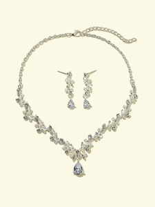 Zircon Waterdrop Charm Necklace & Earrings