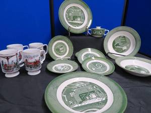 lot 15 image: COLONIAL HOMESTEAD BY ROYAL DISHES PLUS VINTAGE COFFEE CUPS