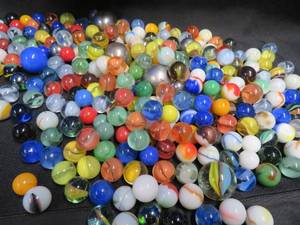 lot 17 image: CROWN BAG WITH 3 PLUS POUNDS OF VINTAGE MARBLES