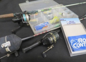 lot 64 image: PLANO LURE BOX  3 RODS AND REELS