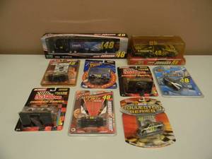 lot 28 image: GREAT COLLECTION - JIMMY JOHNSON 124 SCALE CAR, 164 SCALE CARS & TRAILER & RIG - ALL NEW IN BOX - SEE PICTURES