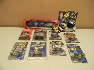 lot 30 image: GREAT COLLECTION - JIMMY JOHNSON DISPLAY, 164 SCALE CARS & TRAILER & RIG - ALL NEW IN BOX - SEE PICTURES