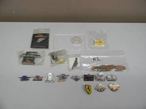 lot 41 image: INDIANAPOLIS MOTOR SPEEDWAY & MORE - LARGE COLLECTION OF FORMULA 1 PINS, COIN, PENNIES - GREAT PIECES - SEE PICTURES