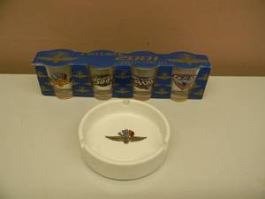 lot 54 image: INDIANAPOLIS MOTOR SPEEDWAY - VINTAGE ASHTRAY & SHOT GLASS COLLECTION - GREAT PIECES - SEE PICTURES