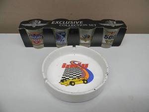 lot 55 image: INDIANAPOLIS MOTOR SPEEDWAY - VINTAGE ASHTRAY & SHOT GLASS COLLECTION - GREAT PIECES - SEE PICTURES