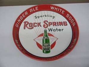 lot 7 image: Vintage Rock Spring Sparkling Water White Soda Ginger Ale Metal Serving Tray - NICE - COOL PIECE - SEE PICTURES