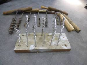 lot 22 image: Antique Wood Drill Set