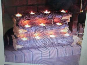 lot 70 image: Resin Tealight Fireplace Log open b...